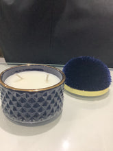 Load image into Gallery viewer, Desire Navy Pom Pom Candle, Oud & Bergamot 8cm